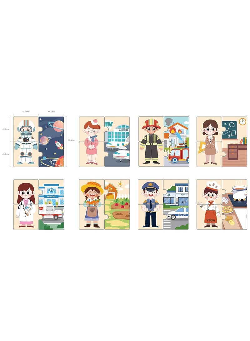 Viga Wooden Jigsaws Puzzle Matching Professions Puzzle Set - Image 5