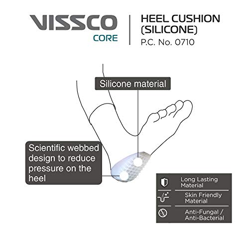 Vissco Silicone Heel Cushion, Foot Support for Foot Pain Relief, Walking, Sports Running, Jogging, Shock Absorbtion & Reduces Stress On Joints - Universal (Grey) - Image 2