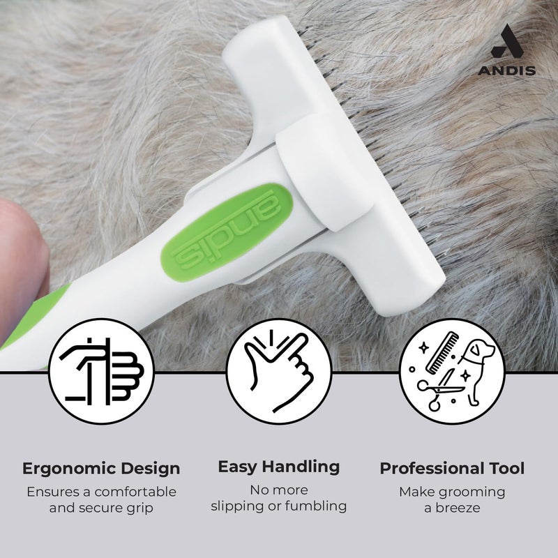 Andis Standard Deshedding Tool for Pets, Pet Grooming Brush for Dogs & Cats, Undercoat Rake Dematting Comb for Mats & Tangles Removing, Reduces Shedding - Image 4