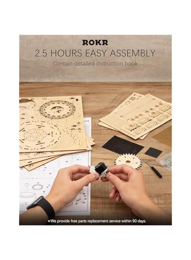 3D Puzzles for Adults Orrery Music Box Wooden Model Building Set, DIY Wood Craft Kit Solar System Kit STEM Toys Gifts for Teens Boys/Girls Hobbies for Man/Woman - Image 4