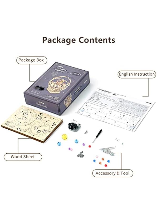 3D Puzzles for Adults Orrery Music Box Wooden Model Building Set, DIY Wood Craft Kit Solar System Kit STEM Toys Gifts for Teens Boys/Girls Hobbies for Man/Woman - Image 3