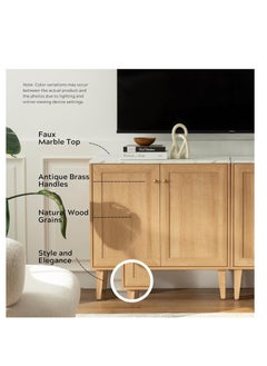 Chogori Sideboard Buffet Cabinet Modern Accent Cabinet with Faux Marble Top & Adjustable Shelves, Wooden Credenza, Console Table Entryway Cabinet  - Image 3