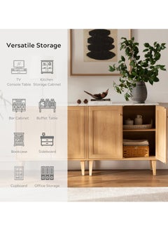 Chogori Sideboard Buffet Cabinet Modern Accent Cabinet with Faux Marble Top & Adjustable Shelves, Wooden Credenza, Console Table Entryway Cabinet  - Image 5