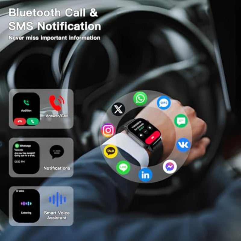 ساعة ذكية باللون الأسود، شاشة AMOLED HD مقاس 2.1 بوصة، نظام تحديد المواقع العالمي (GPS)، مكالمات ورسائل نصية عبر البلوتوث، 150 وضعًا رياضيًا، مقاومة للماء 5ATM، ساعات ذكية للرجال والنساء Android iOS Ks 3 - Image 5