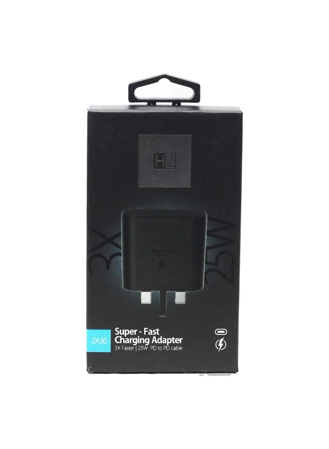 هيتز ZA30 شاحن جداري سريع 25 واط مع كابل USB-C إلى USB-C – شاحن Power Delivery، تصميم مدمج وخفيف، لون أسود - Image 4