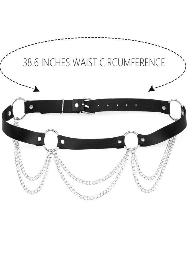 TWINKLEDE Fringe Belt Black Gothic Leather Waist Chain Rave Punk Body Accessories for Women - Image 2