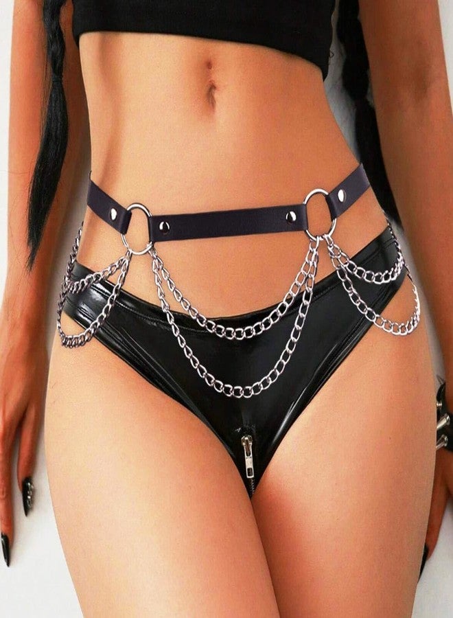 TWINKLEDE Fringe Belt Black Gothic Leather Waist Chain Rave Punk Body Accessories for Women - Image 5