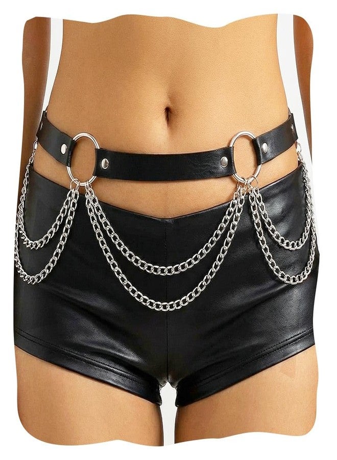 TWINKLEDE Fringe Belt Black Gothic Leather Waist Chain Rave Punk Body Accessories for Women - Image 1