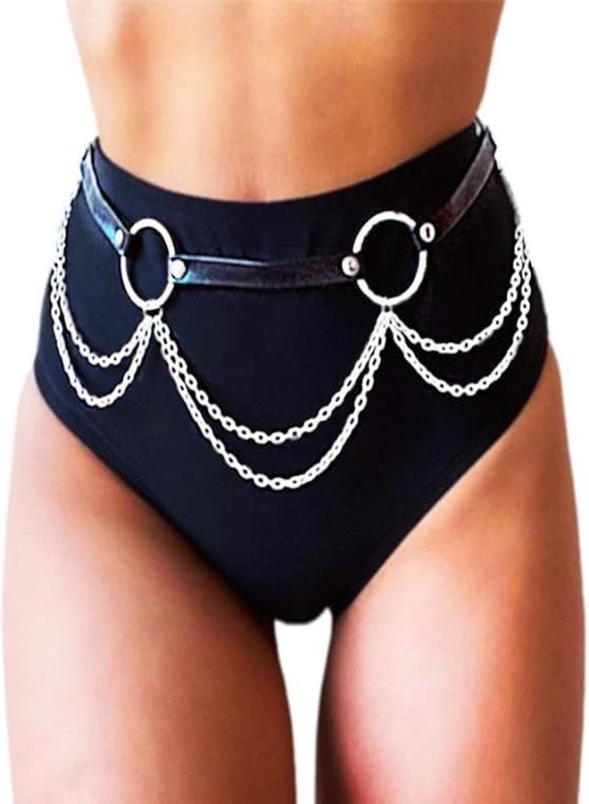 TWINKLEDE Fringe Belt Black Gothic Leather Waist Chain Rave Punk Body Accessories for Women - Image 3