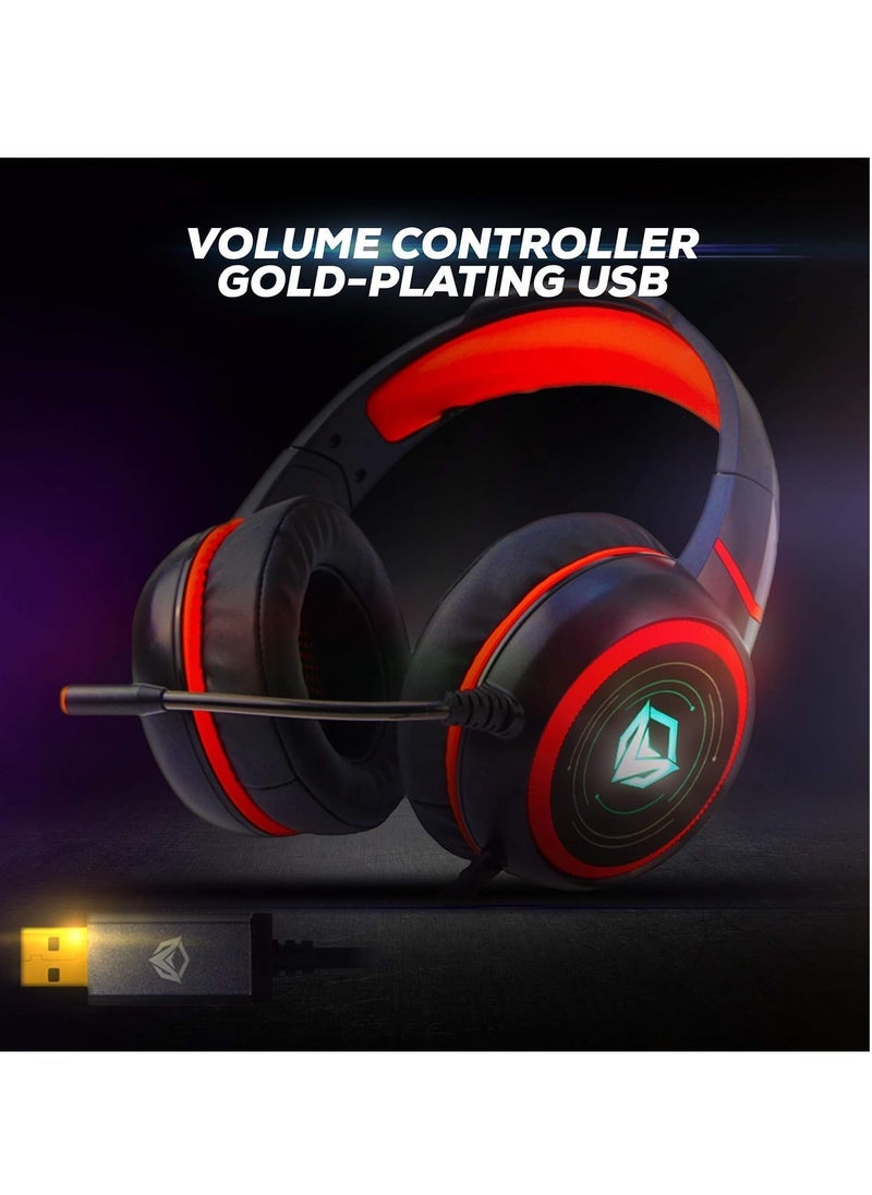 Meetion MEETION HP030 Wired Gaming Headphone Black with HIFI 7.1 Surround Sound, 10~20,000Hz Frequency Response, LED Backlit, Noise-Canceling Mic, Comfortable Earcups, Adjustable Headband, Gold Plated USB  - Image 4