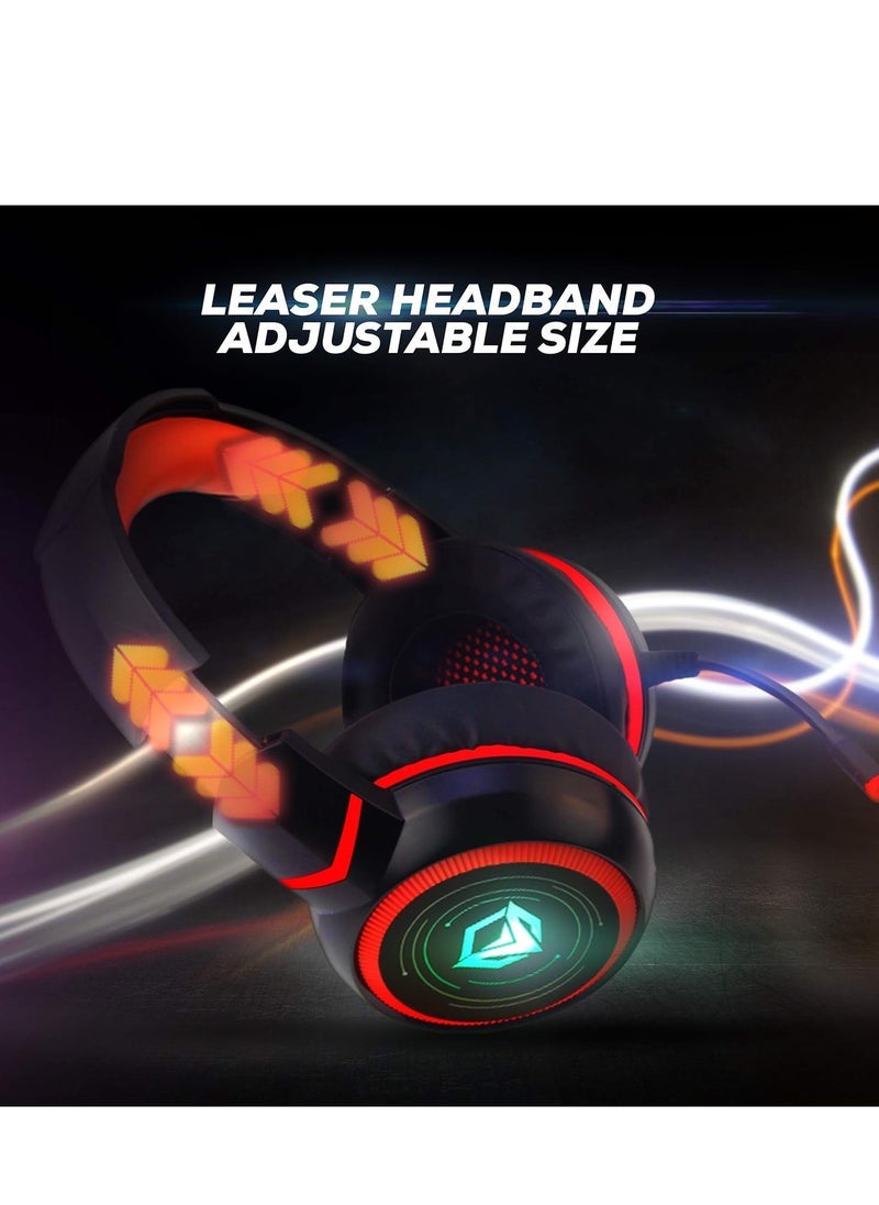 Meetion MEETION HP030 Wired Gaming Headphone Black with HIFI 7.1 Surround Sound, 10~20,000Hz Frequency Response, LED Backlit, Noise-Canceling Mic, Comfortable Earcups, Adjustable Headband, Gold Plated USB  - Image 5