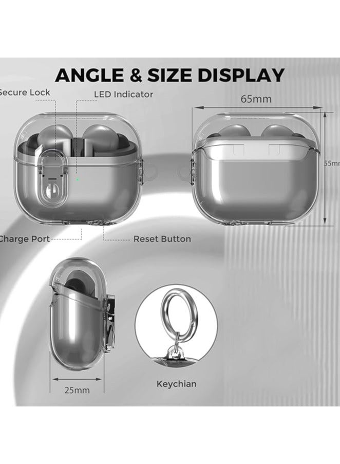 Compatible with Samsung Galaxy Bud 3 Pro Case/Buds3 Case Cover Clear, Transparent TPU Galaxy Buds Pro 3 Protective Cover Men Women with Carabiner, Clear Black - Image 3