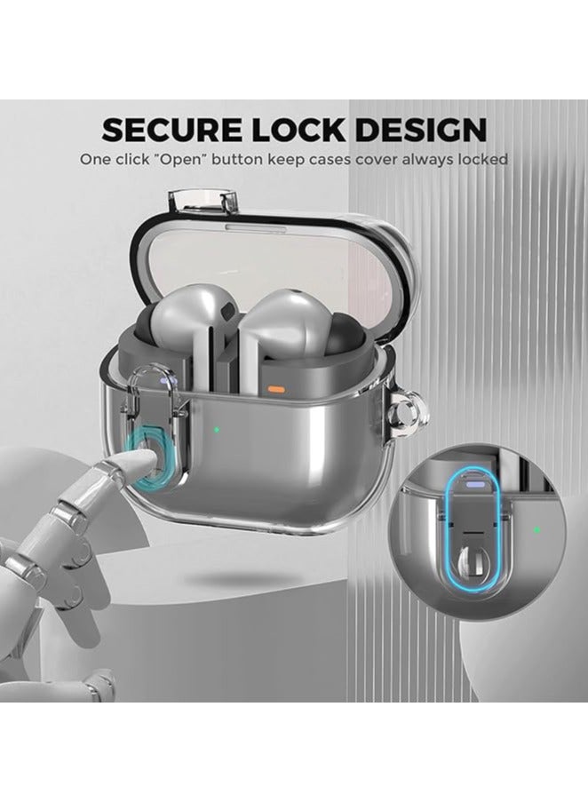 Compatible with Samsung Galaxy Bud 3 Pro Case/Buds3 Case Cover Clear, Transparent TPU Galaxy Buds Pro 3 Protective Cover Men Women with Carabiner, Clear Black - Image 4