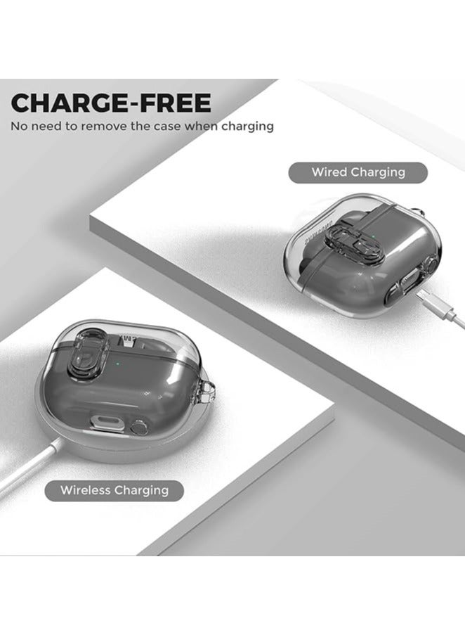 Compatible with Samsung Galaxy Bud 3 Pro Case/Buds3 Case Cover Clear, Transparent TPU Galaxy Buds Pro 3 Protective Cover Men Women with Carabiner, Clear Black - Image 5