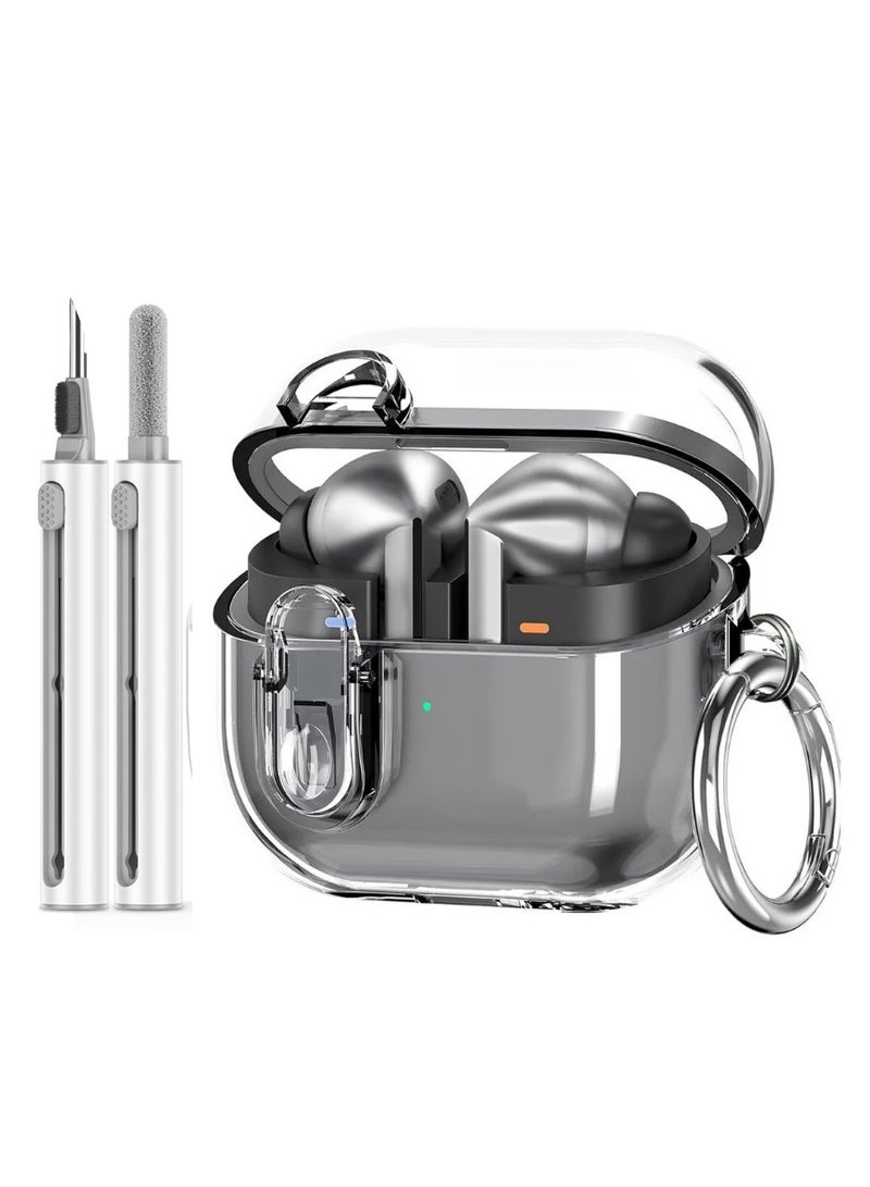 Compatible with Samsung Galaxy Bud 3 Pro Case/Buds3 Case Cover Clear, Transparent TPU Galaxy Buds Pro 3 Protective Cover Men Women with Carabiner, Clear Black - Image 1