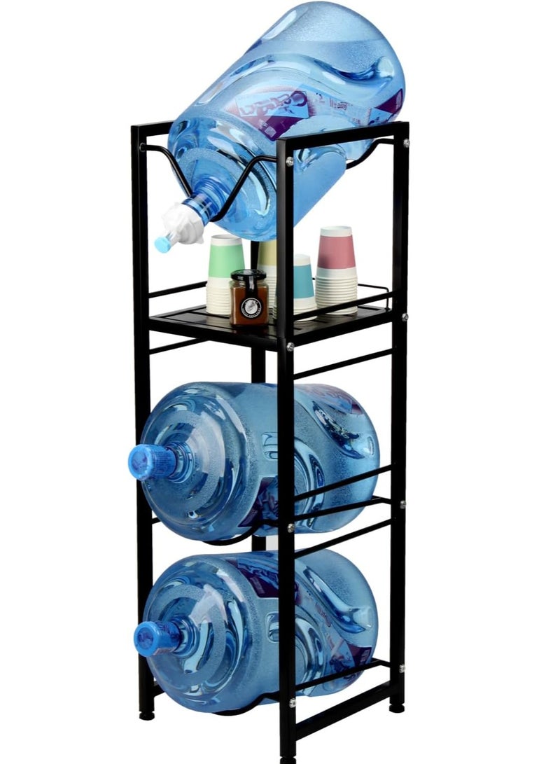 حامل قوارير سعة ٥ جالون – رف ثلاثي الطبقات متين مع صنبور تدفق سريع ورف تخزين - Image 1