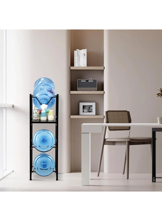 حامل قوارير سعة ٥ جالون – رف ثلاثي الطبقات متين مع صنبور تدفق سريع ورف تخزين - Image 2