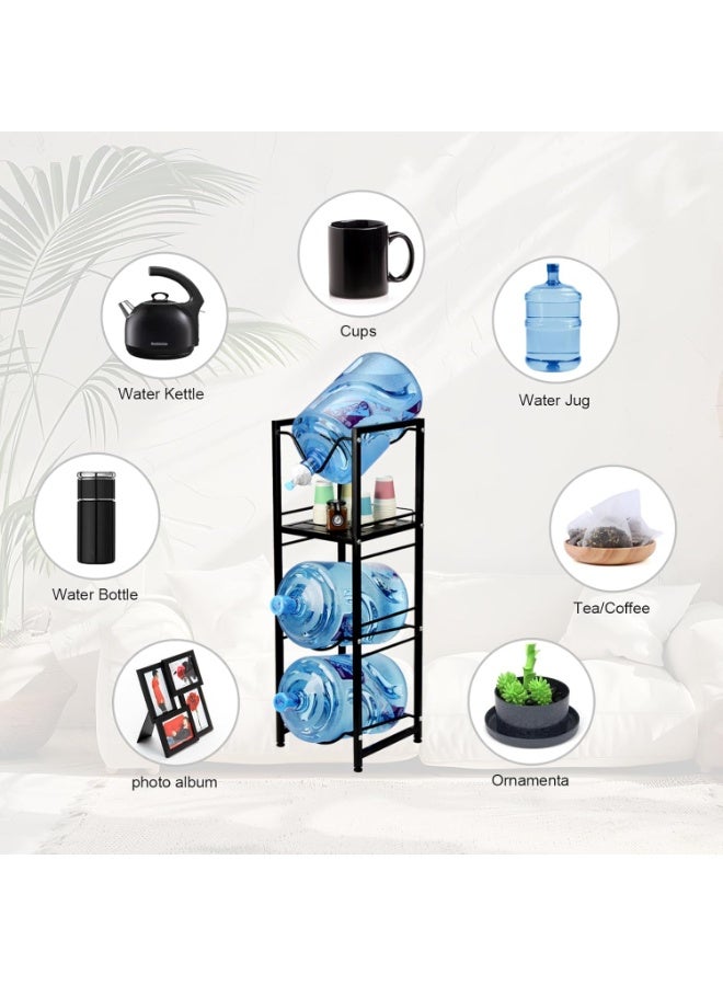 حامل قوارير سعة ٥ جالون – رف ثلاثي الطبقات متين مع صنبور تدفق سريع ورف تخزين - Image 3