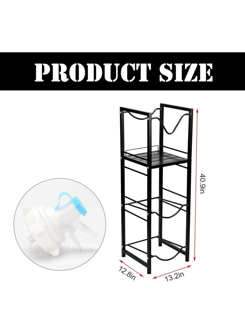 حامل قوارير سعة ٥ جالون – رف ثلاثي الطبقات متين مع صنبور تدفق سريع ورف تخزين - Image 4