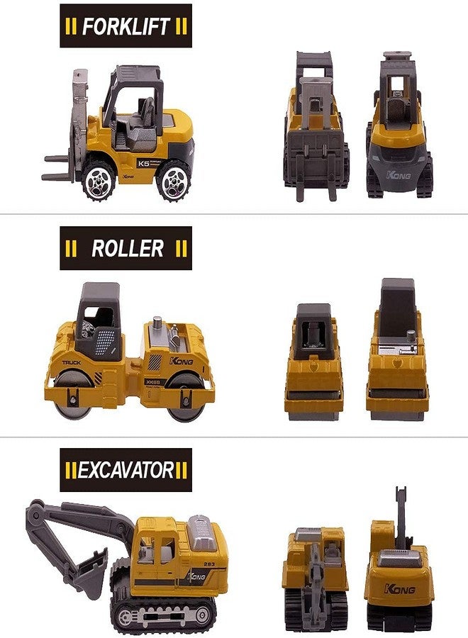 Dreamon Kids Diecast Construction Vehicles Metal Engineering Cars Set Toys Play Trucks for Boys Age 3 4 Birthday Party Supplies Cake Topper (Pack of 6) - Image 2
