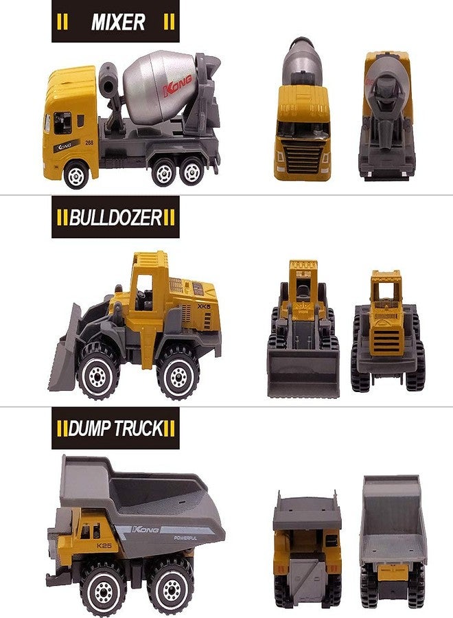 Dreamon Kids Diecast Construction Vehicles Metal Engineering Cars Set Toys Play Trucks for Boys Age 3 4 Birthday Party Supplies Cake Topper (Pack of 6) - Image 3