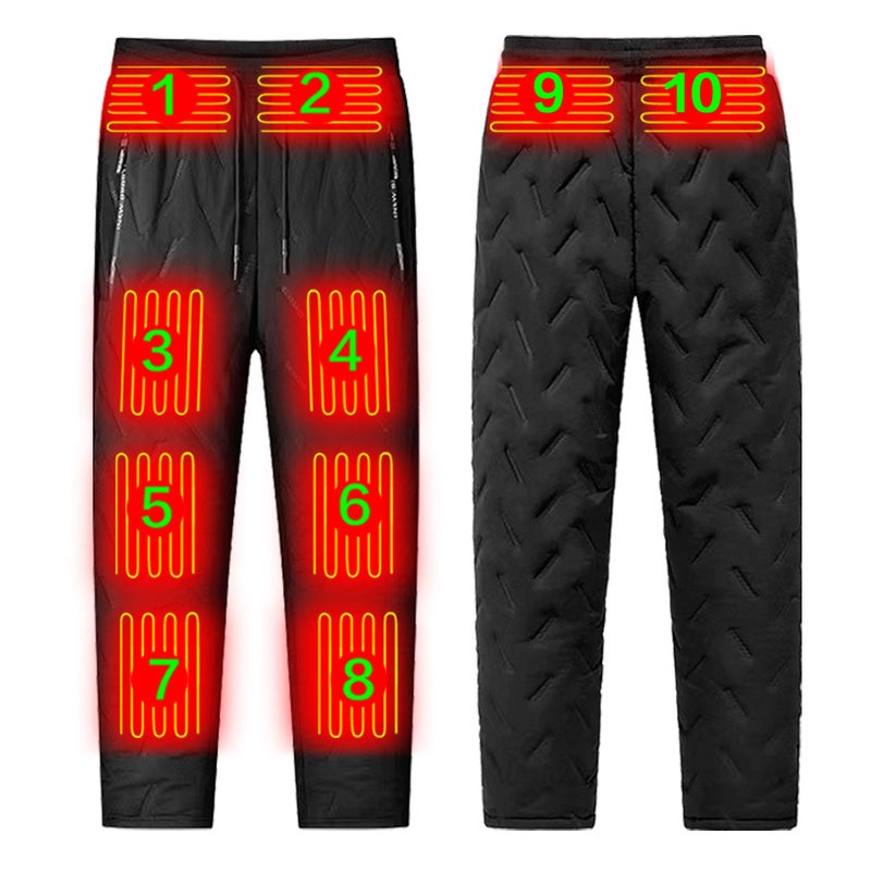 Generic Smart Heated Pants USB Winter Mens Fleece Trousers Black Heating Pants