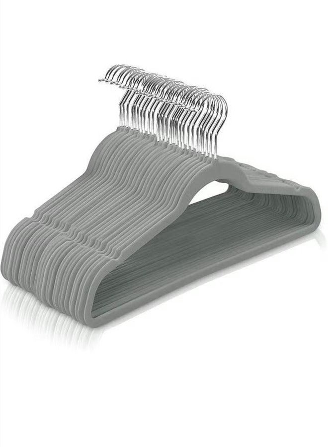 100-Piece Non-Slip Velvet Cloth Hanger Set Grey  - Image 1