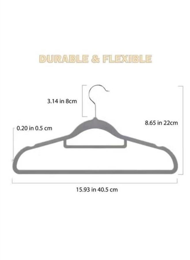 100-Piece Non-Slip Velvet Cloth Hanger Set Grey  - Image 2