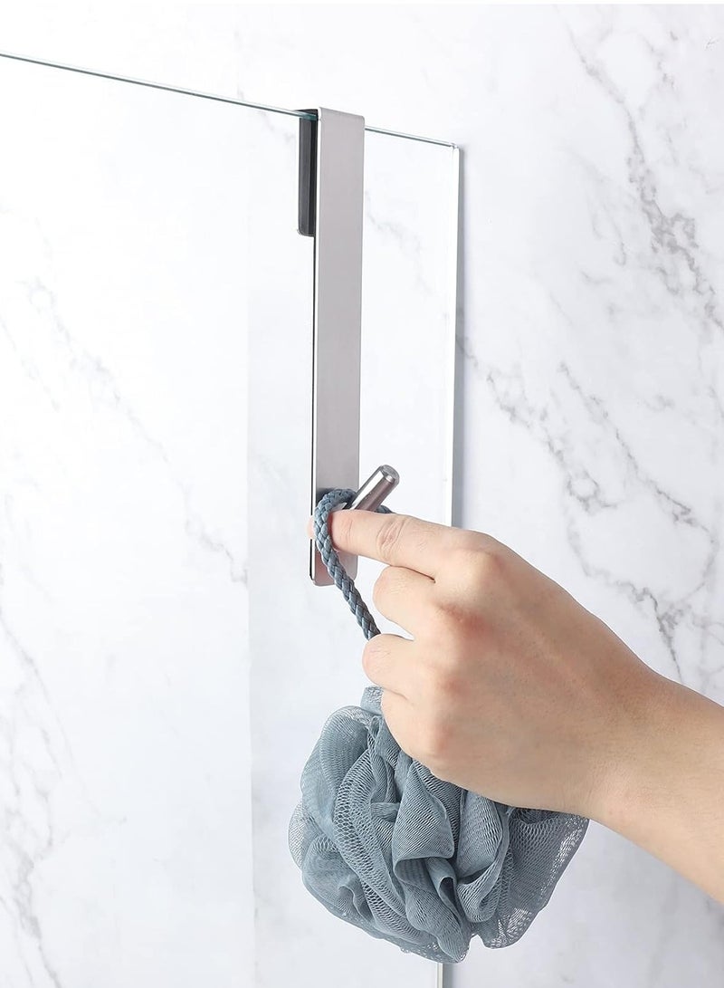 Shower Door Hooks,Extended Over Door Hooks for Bathroom Frameless Glass Shower Door,Stainless Steel Towel Hooks,Heavy Duty Rack Hooks for Robe,Towel-2 Pack-Silver  - Image 4