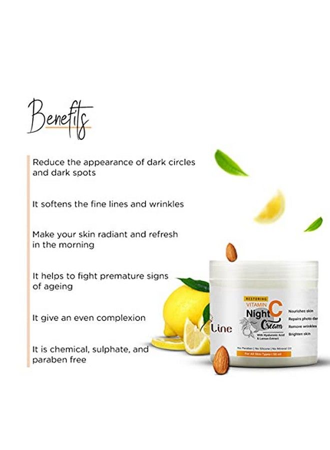 Vedicline Vitamin C Night Cream Minimize Dark Spots & Dark Circles Pigmentation With Citrus Lemon Extract Aloe Vera Sweet Almond Oil For Rejuvenating Skin 50Ml - Image 3