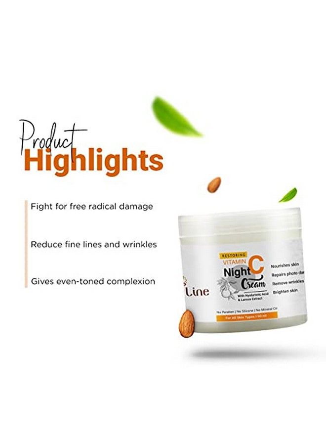 Vedicline Vitamin C Night Cream Minimize Dark Spots & Dark Circles Pigmentation With Citrus Lemon Extract Aloe Vera Sweet Almond Oil For Rejuvenating Skin 50Ml - Image 5