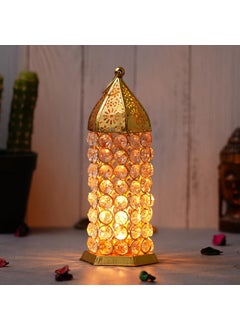 Webelkart WebelKart Premium Crystal Moroccan Brass Tealight Candle Holder for Home Decoration,Lantern Shape Tealight Holder for Diwali Decor (8.5" Inches Gold) Table Candle Stand  - Image 1
