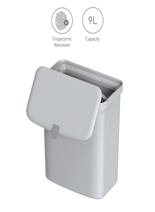 Obsessions EKO 9L Grey Plastic Dustbin, Space-Saving Design, Ideal for Hanging on Wall or Cabinet, Perfect for Kitchen, Bathroom, or Office Use - Image 3