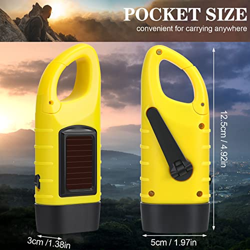 Mudder 6 Pcs Hand Crank Solar Powered Flashlights Emergency Rechargeable LED Handheld Flashlights for Survival Gear Outdoor Sports Camping Hiking Backpack Safety(Green Yellow Black) - Image 2
