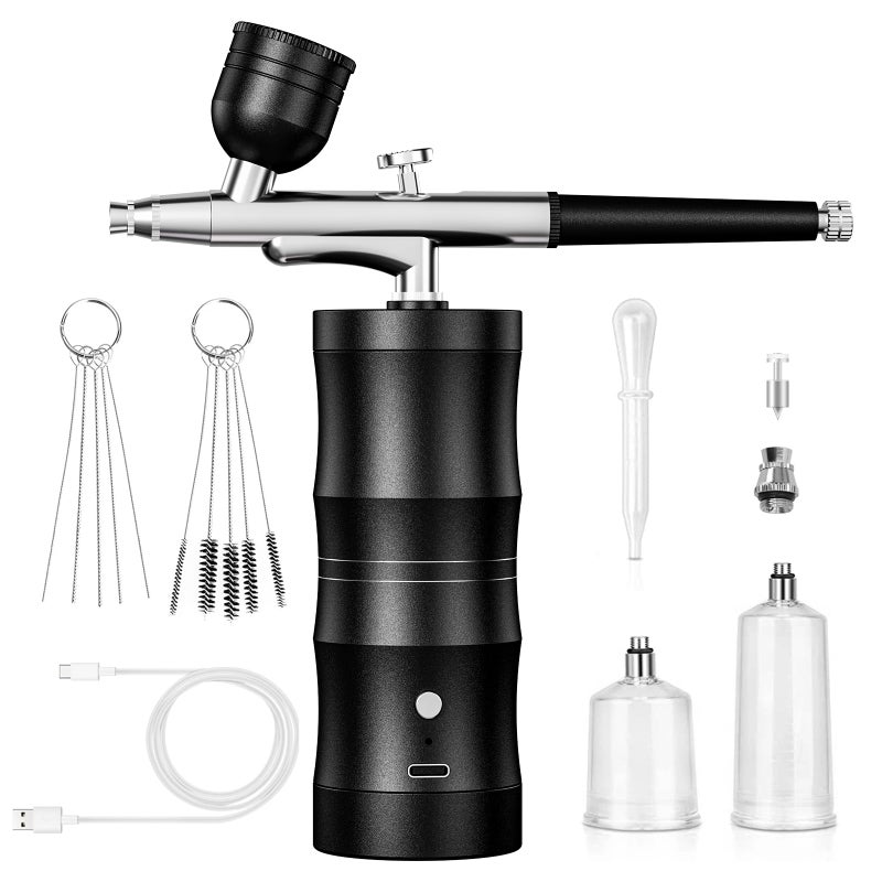 CBVCBV Airbrush Kit with Compressor Portable Airbrush Kit 48PSI HighPressure NonClogging Air Brush Set Cordless Rechargeable with 03mm Nozzle and Cleaning Brush for PaintingNail Art Makeup Black - Image 2