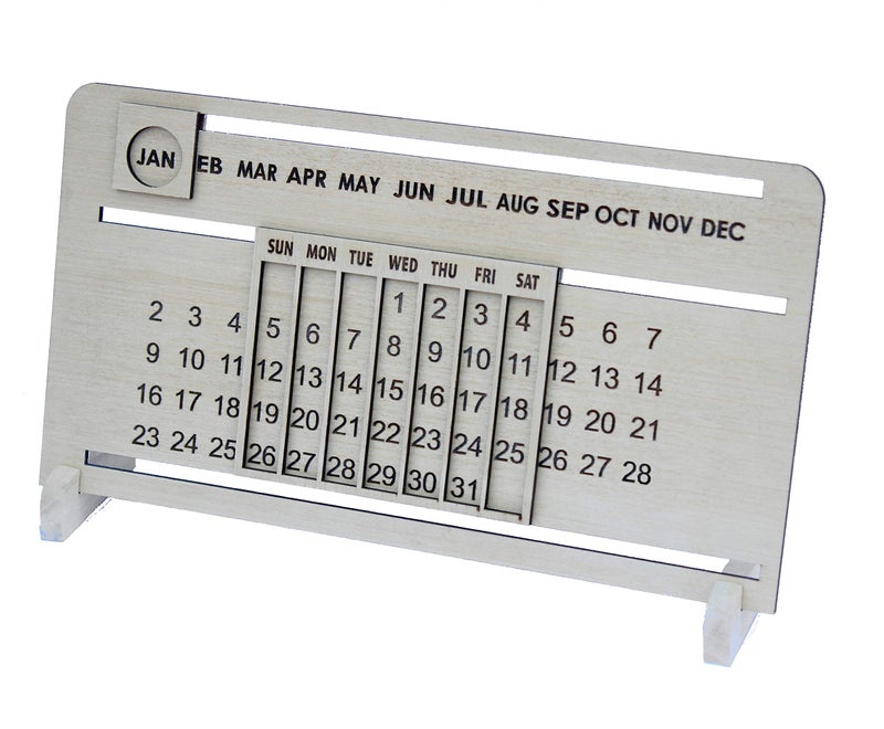 IVEI Sliding Perpetual Calendar/Perpetual Calendar/Wooden/Forever Calendar/Never Ending Calendar, Wooden Calendar - Image 1