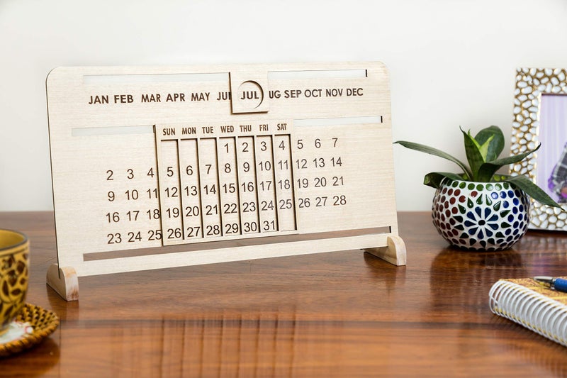 IVEI Sliding Perpetual Calendar/Perpetual Calendar/Wooden/Forever Calendar/Never Ending Calendar, Wooden Calendar - Image 2