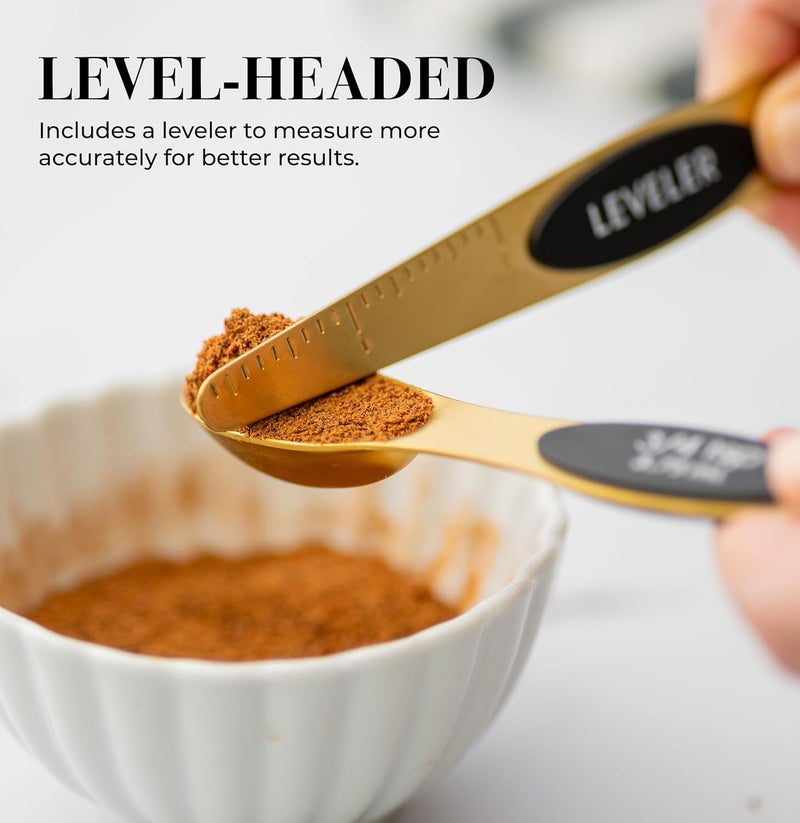 styled settings Magnetic Measuring Spoons Set – Stainless Steel Gold Measuring Spoons for Cooking and Baking – Cute and Durable Gold Kitchen Accessories - Great for Gifting - Image 5