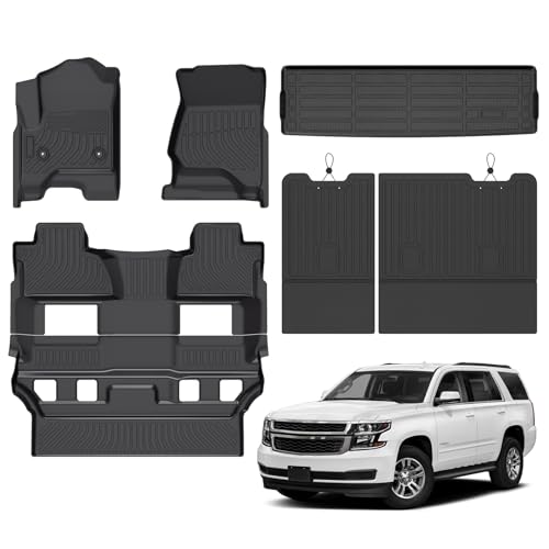 JAOGAUS Floor Mats for Chevrolet Chevy Tahoe 2015-2020 and for GMC Yukon 2015-2020 (Bucket Seat), TPE Waterproof Non-Slip All Weather Protection Custom (Floor Mats & Cargo Liner & Seatback Cargo Mat) - Image 1