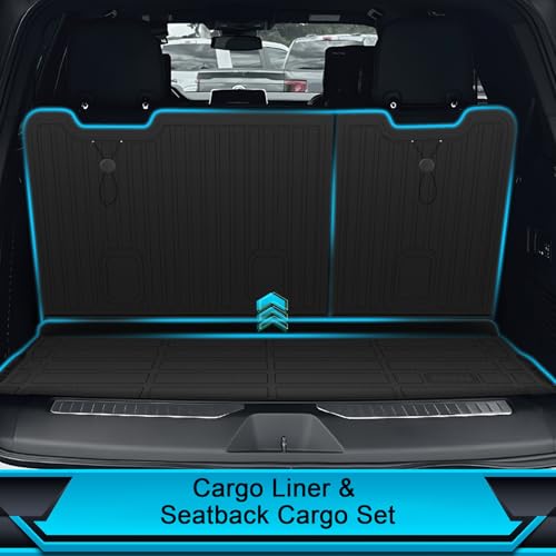 JAOGAUS Floor Mats for Chevrolet Chevy Tahoe 2015-2020 and for GMC Yukon 2015-2020 (Bucket Seat), TPE Waterproof Non-Slip All Weather Protection Custom (Floor Mats & Cargo Liner & Seatback Cargo Mat) - Image 3