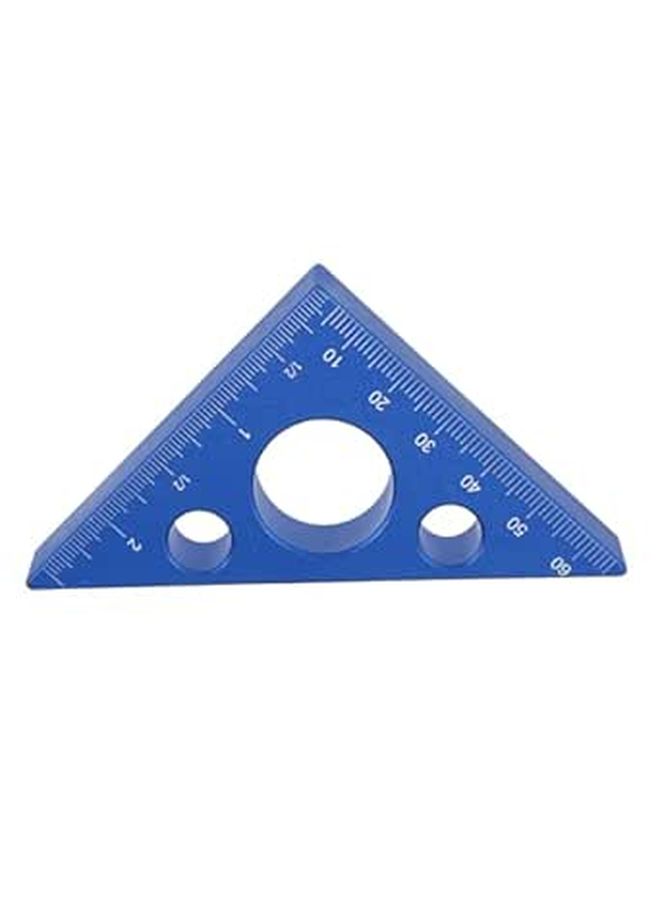 Blue Aluminum 90 Degree Triangular Ruler Imperial Metric Scale Carpentry Angle Measuring Square Tool - Image 1