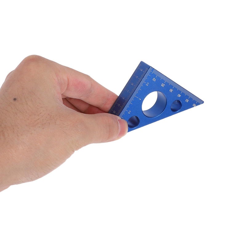 Blue Aluminum 90 Degree Triangular Ruler Imperial Metric Scale Carpentry Angle Measuring Square Tool - Image 5