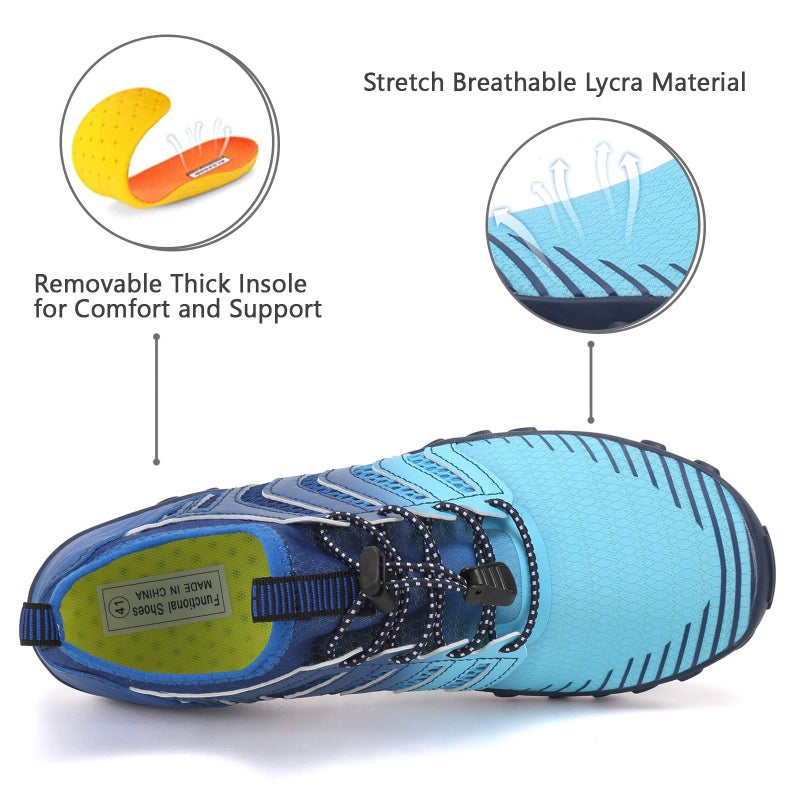 WateLves Water Shoes Mens Womens Beach Swim Shoes Quick-Dry Aqua Socks Pool Shoes for Surf Yoga Water Aerobics (Gradient Blue, 43) - Image 3