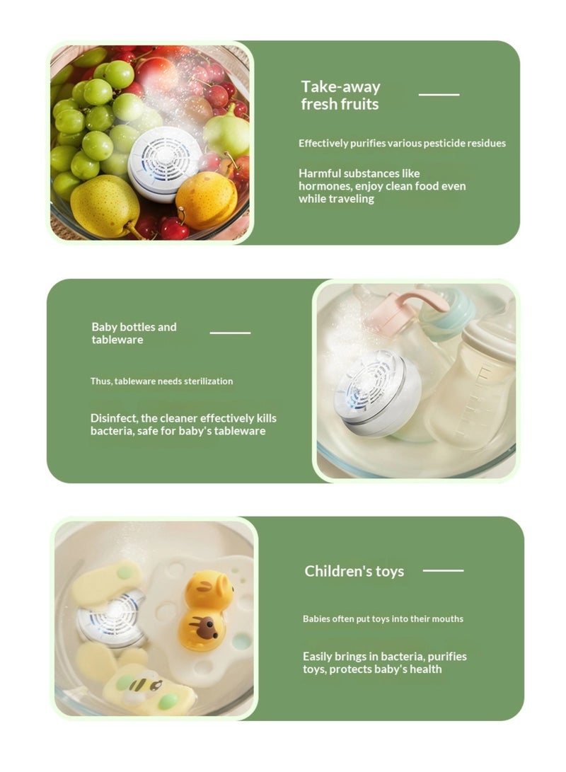 جهاز تنقية الفواكه والخضراوات اللاسلكي، منظف طعام لاسلكي للفواكه والخضراوات واللحوم وأدوات المائدة، جهاز تعقيم قابل لإعادة الشحن لتقليل المبيدات الحشرية والبكتيريا، للاستخدام المنزلي والسفر المحمول - Image 4