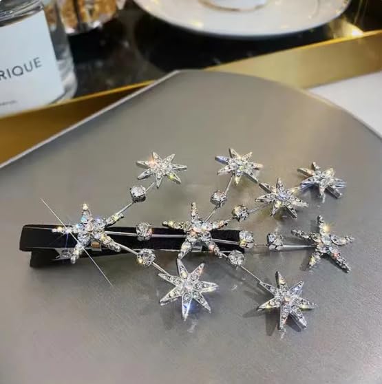 LIVECOOL Hair Clips Star Hair Claw Rhinestone tar Wedding Cristal Rhinestone Tree Hair pin Barrettes Hair Clips Hair Accessories for Girls and Women (2Pcs + 1Free, Silver Star Pin) - Image 4