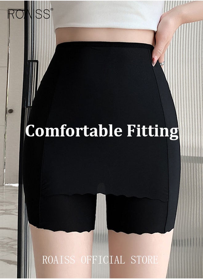 roaiss - 3 Piece Breifs Women Safety Panties Anti Chafing Underwear Crotch Front Breathable Stretch Shorts High-rise Stretch Shorts Women's Traceless Smooth Shorts Skinny Britches Short Double Layer Shorts - Image 1