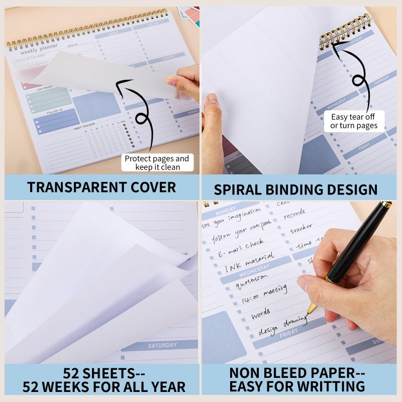 Thboxes Weekly To Do List Notepad, 8.5''x11'' Weekly Desk Planner with 52 Tear Off Sheets Undated Weekly Planner Habit Tracker & Productivity Organizer for Home and Work, Blue - Image 5