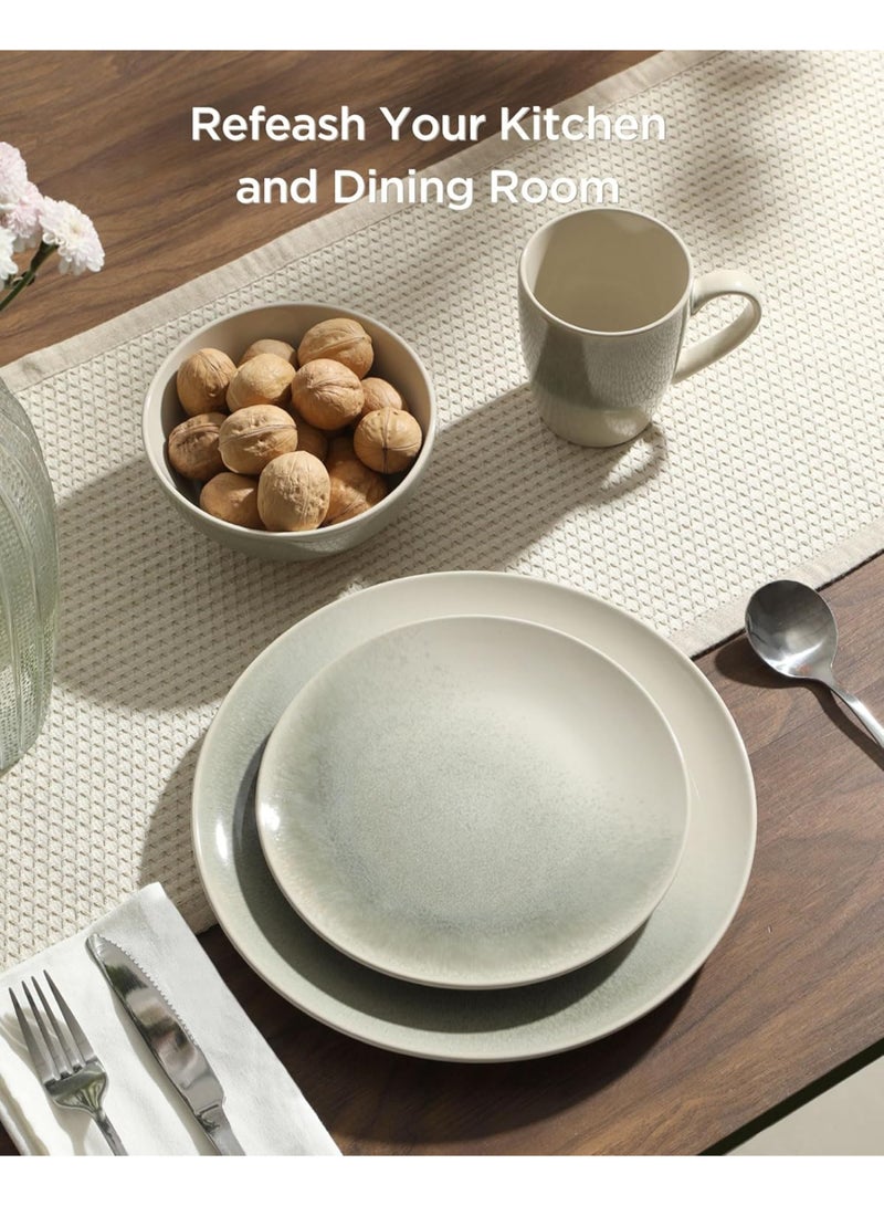 Famiware Glacier 24 Piece Reactive Glaze Dinnerware Set, Set for 8, Scratch Resistant, Microwave & Dishwasher Safe, Sage Green  - Image 3