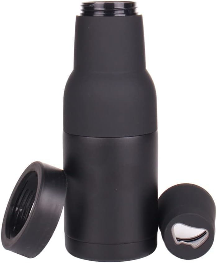 Gteller 3 in 1 Can and Beer Bottle Insulator, Double Wall Stainless Steel Insulated Can Cooler, Beer Bottle Holder 12oz 14oz 17oz (12oz Can&Bottle BK) - Image 1