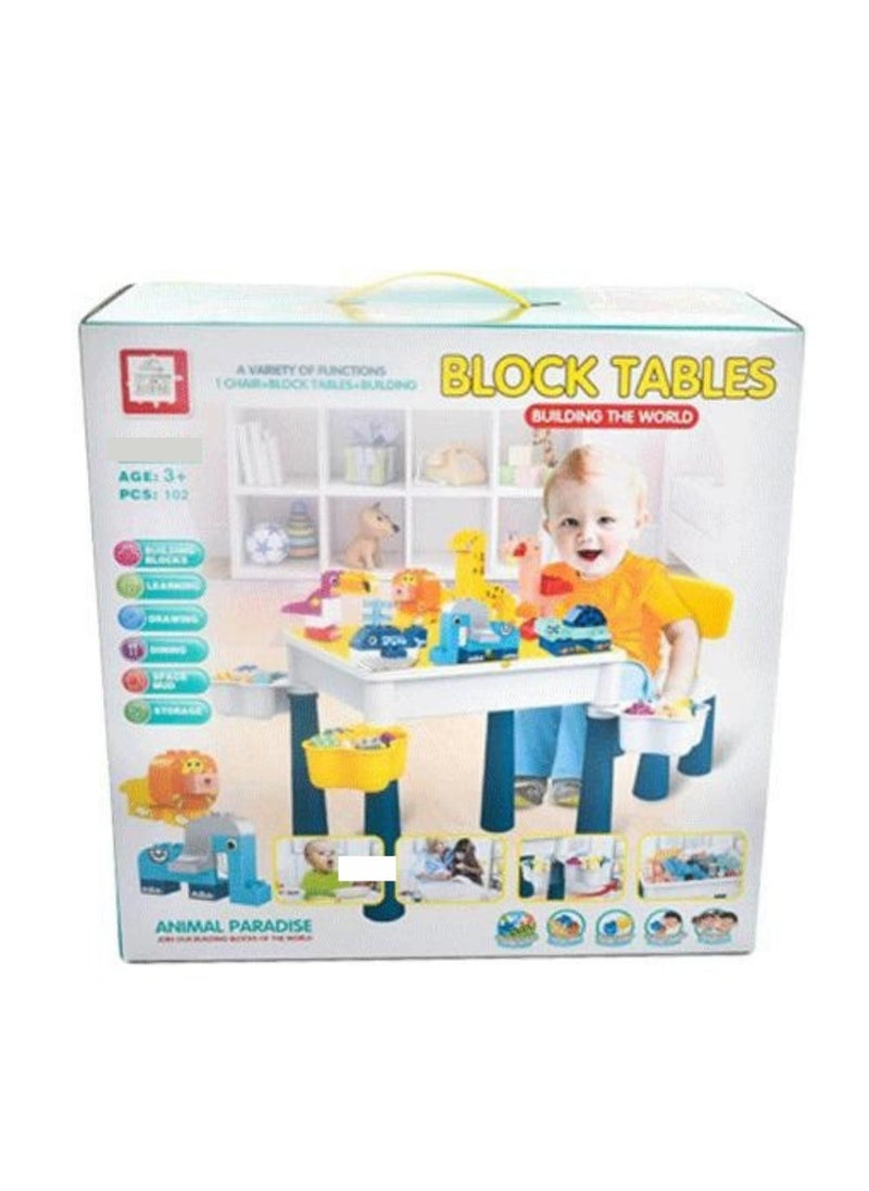 Rally Animal Paradise Building Blocks With Table And Chair 